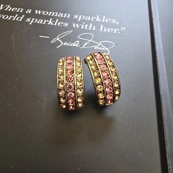 Heidi Daus Gold and Pink Statement Necklace, Earring, Bracelet Set - Picture 3 of 13